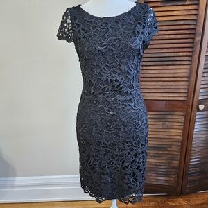 Alice + Olivia Black Lace Open Back Cocktail Dress | Romantic Lace Mini